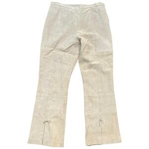 Pamela McCoy Collection Cream Suede Leather Lace Up Detail Boho Western Pants L